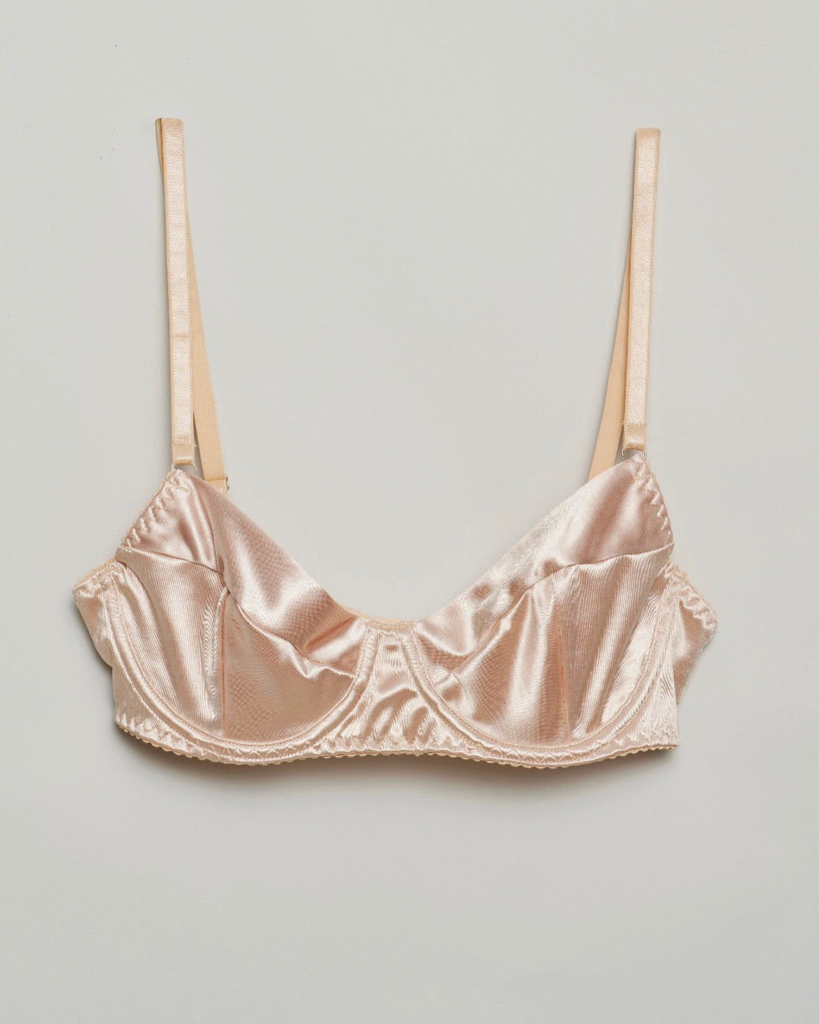 The Siren Satin Balconette in ivory – soft satin underwire bra with delicate sheen and elegant SELF Seductions design