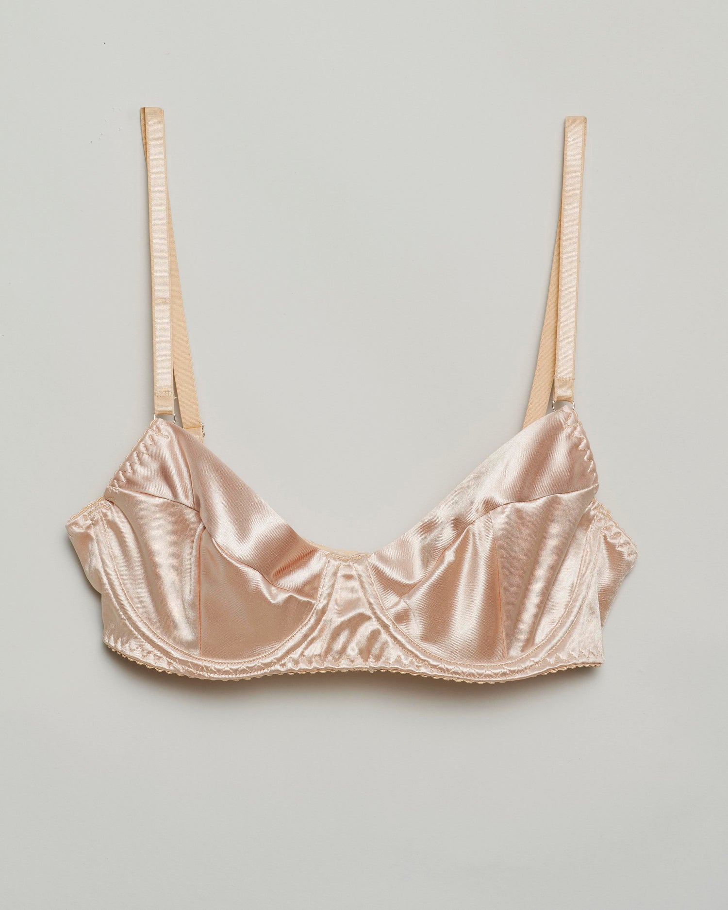 The Siren Satin Balconette in ivory – soft satin underwire bra with delicate sheen and elegant SELF Seductions design