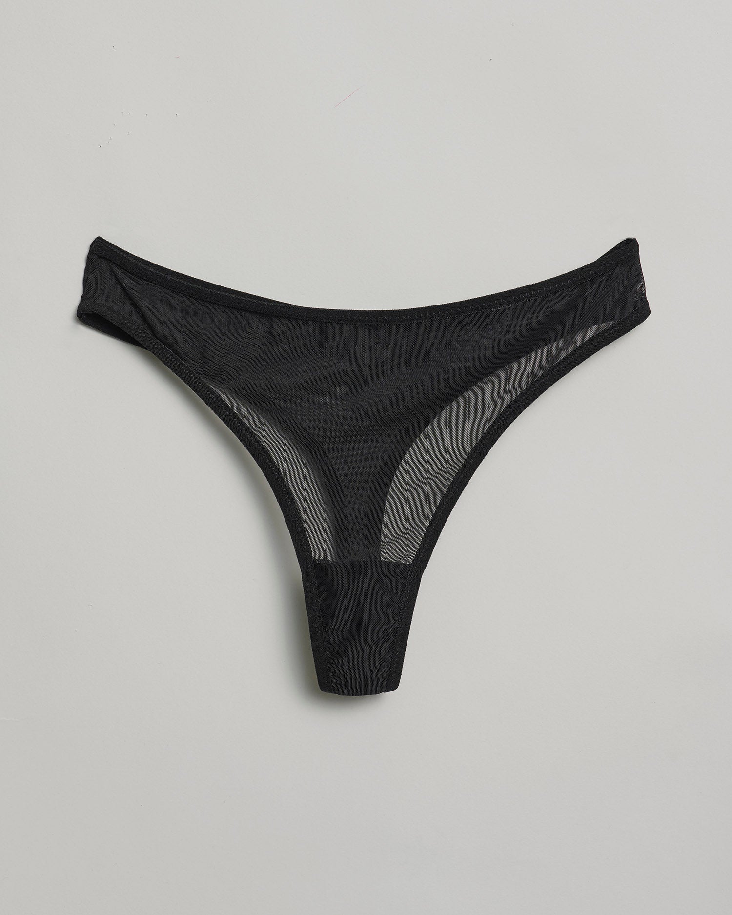 The Dominique Stretch Mesh Thong : Black