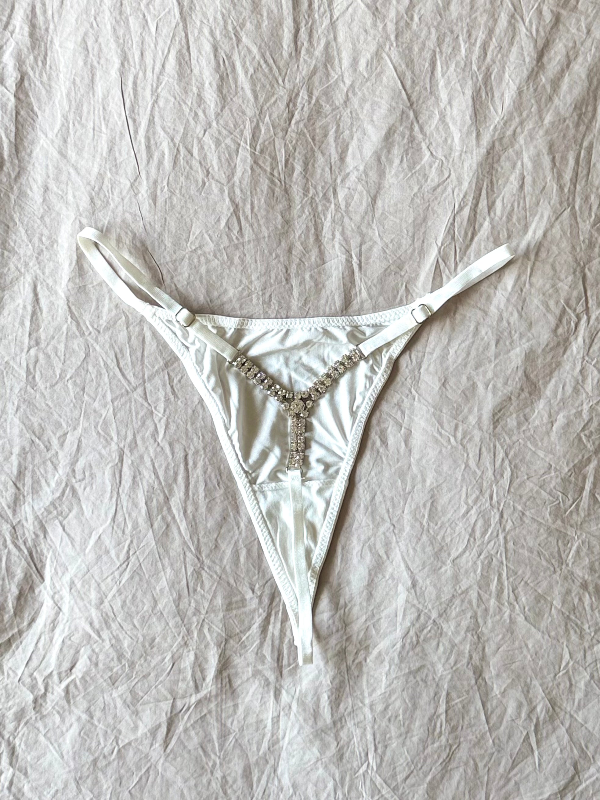 The Crystal V Thong : White